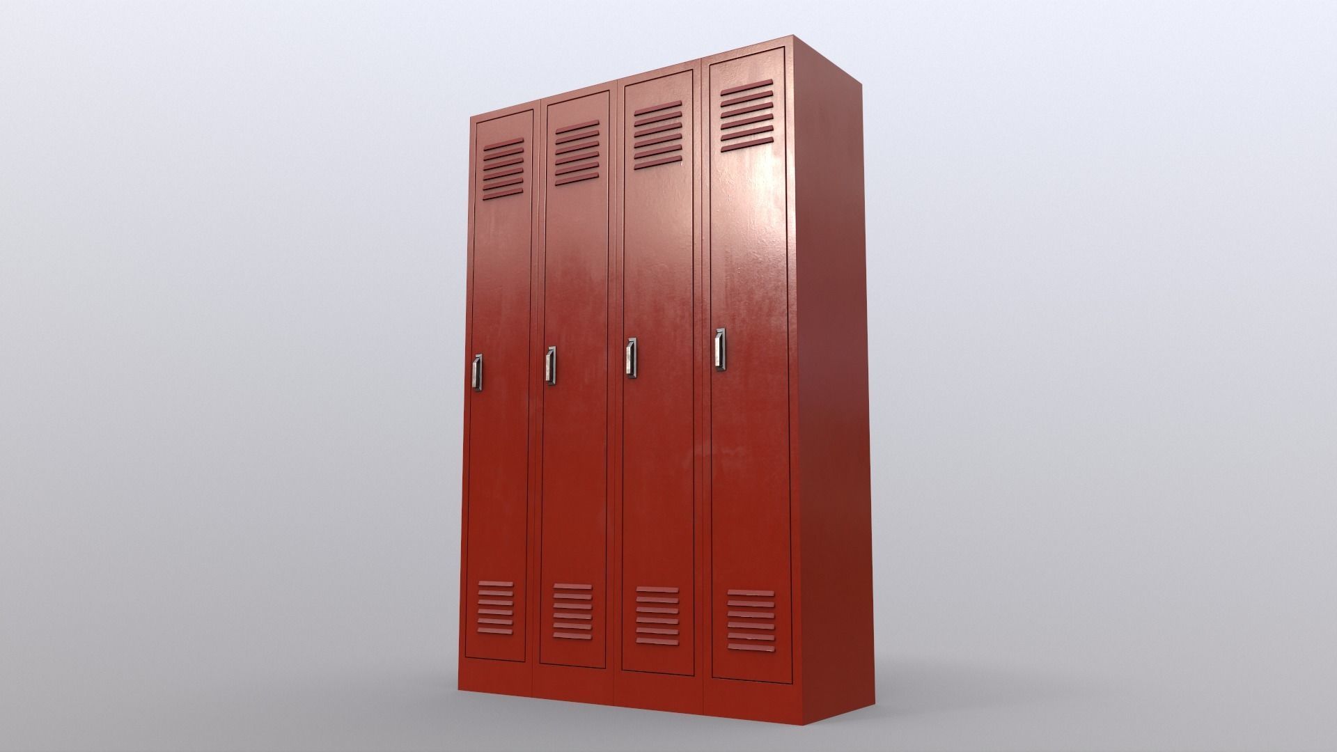PBR School Gym Locker 02 - Red Low-poly 3D model_11