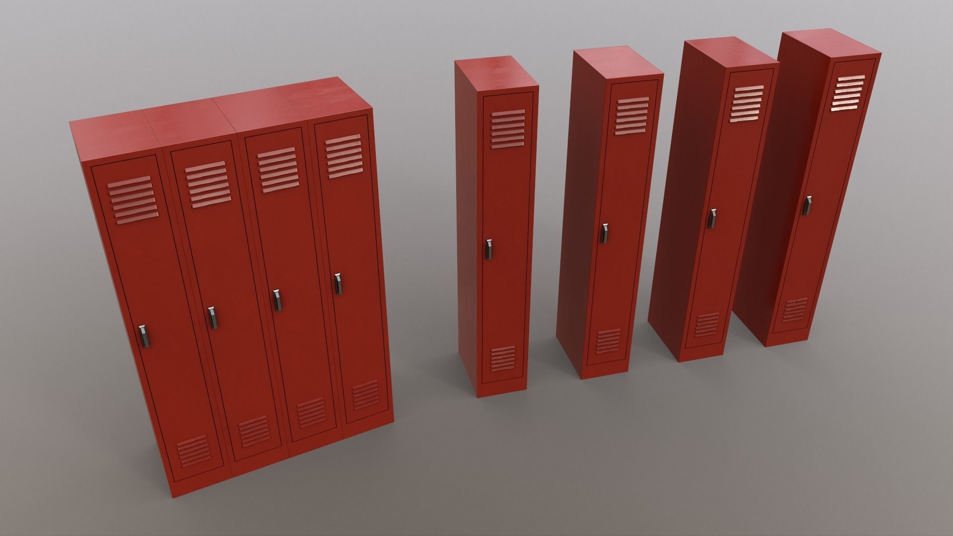 PBR School Gym Locker 02 - Red Low-poly 3D model_14