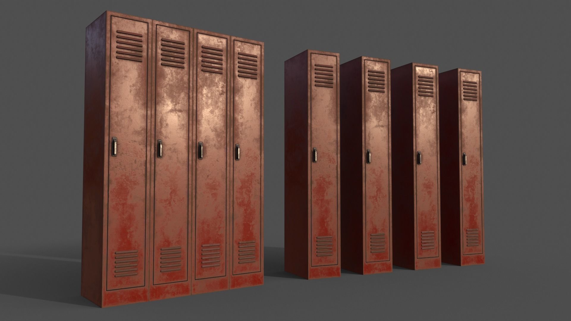 PBR School Gym Locker 02 - Red Low-poly 3D model_3