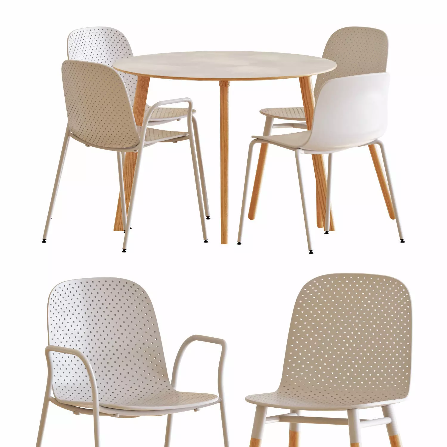 Hay table and chairs set 3 3D model_0