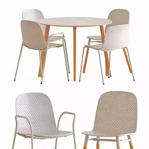 Hay table and chairs set 3 3D model