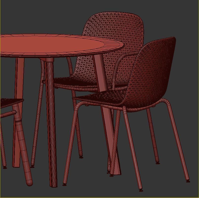 Hay table and chairs set 3 3D model_9