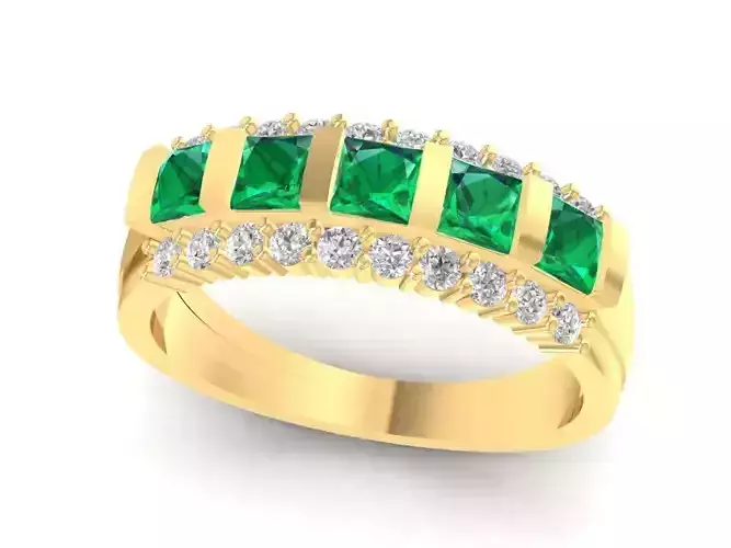 Half Eternity Emerald Diamond Ring for Women 1250