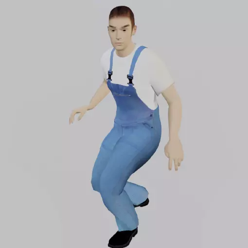 LowPoly Man in overalls Free low-poly 3D model