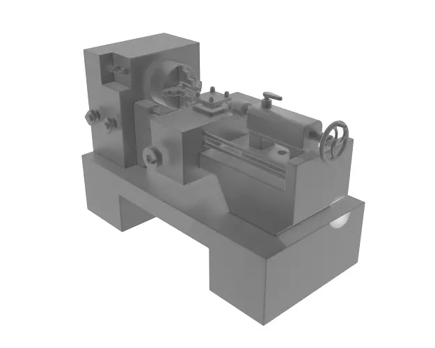 Lathe Machine Low-poly 3D model