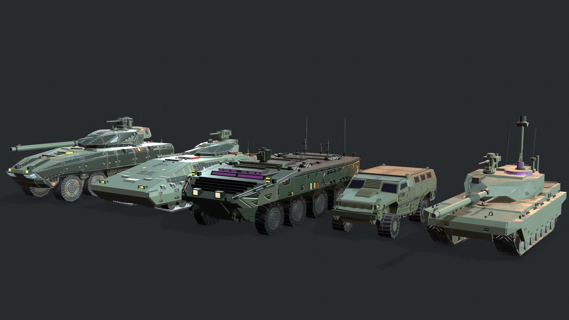 Tanks For RTS Game Pack 2 Low-poly 3D model_1