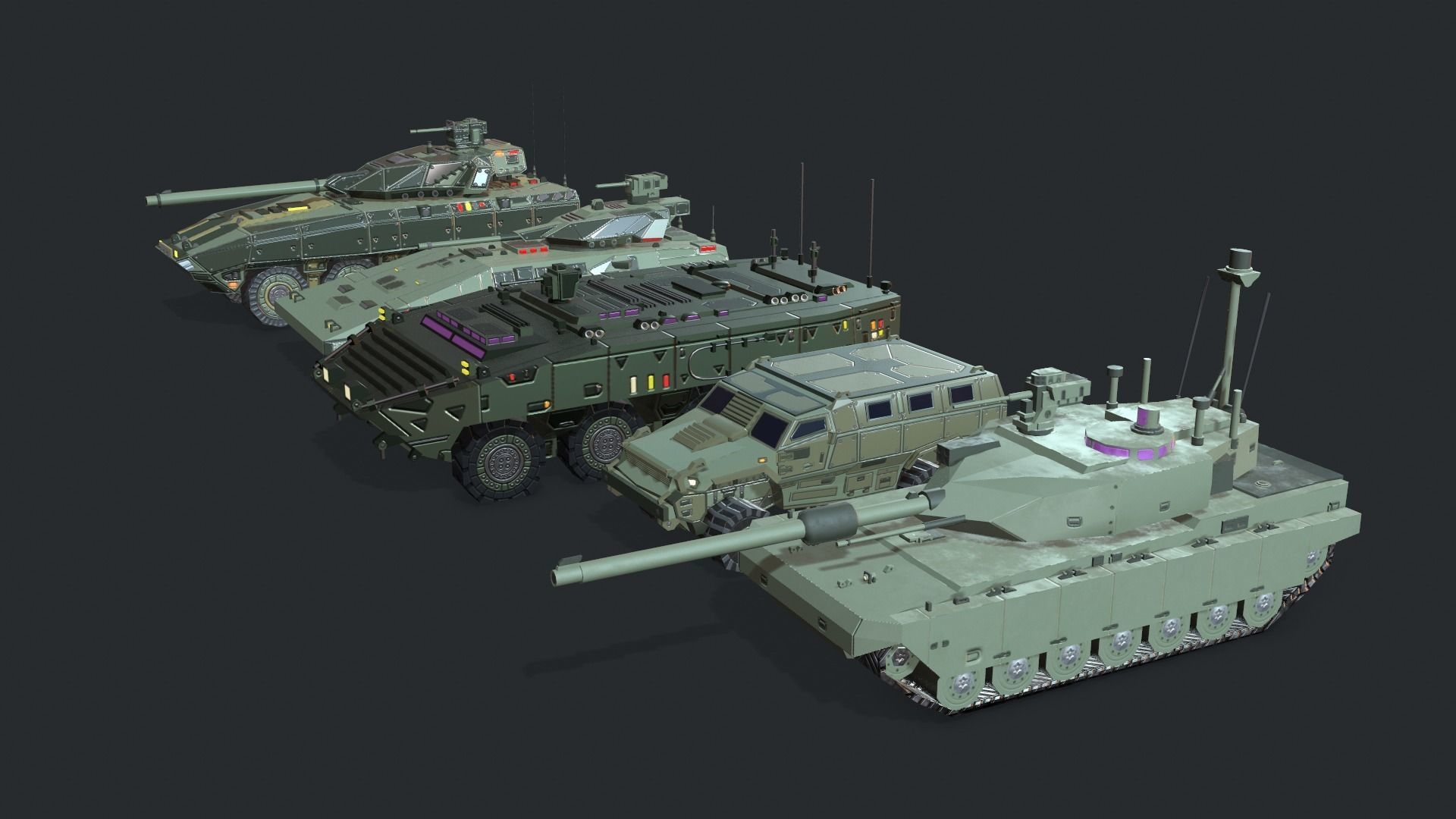 Tanks For RTS Game Pack 2 Low-poly 3D model_12