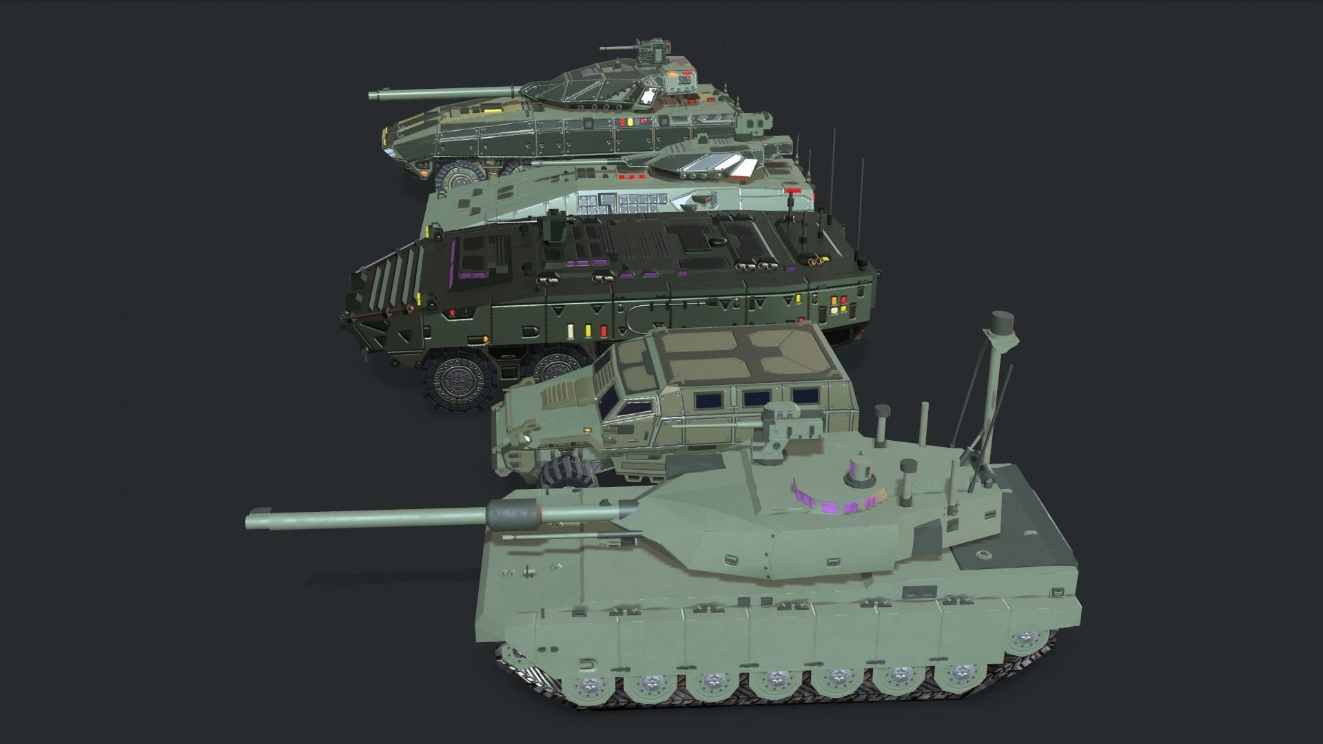 Tanks For RTS Game Pack 2 Low-poly 3D model_11