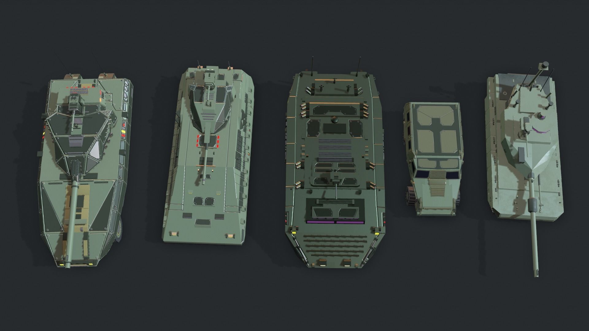 Tanks For RTS Game Pack 2 Low-poly 3D model_13