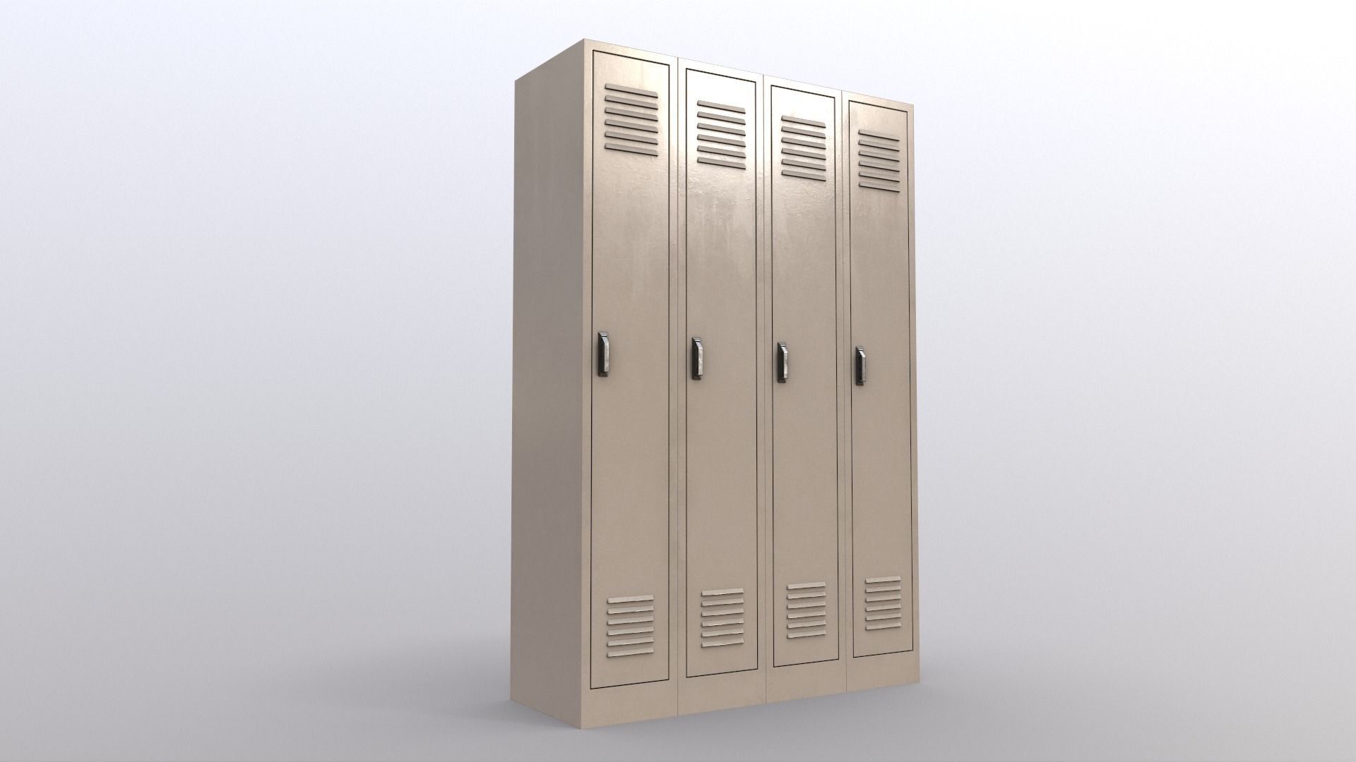 PBR School Gym Locker 02 - White Low-poly 3D model_8