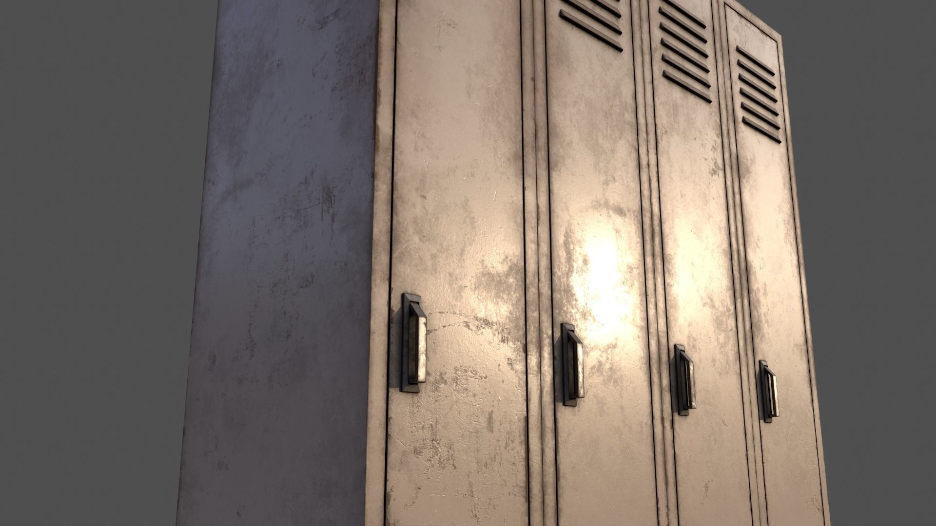 PBR School Gym Locker 02 - White Low-poly 3D model_19