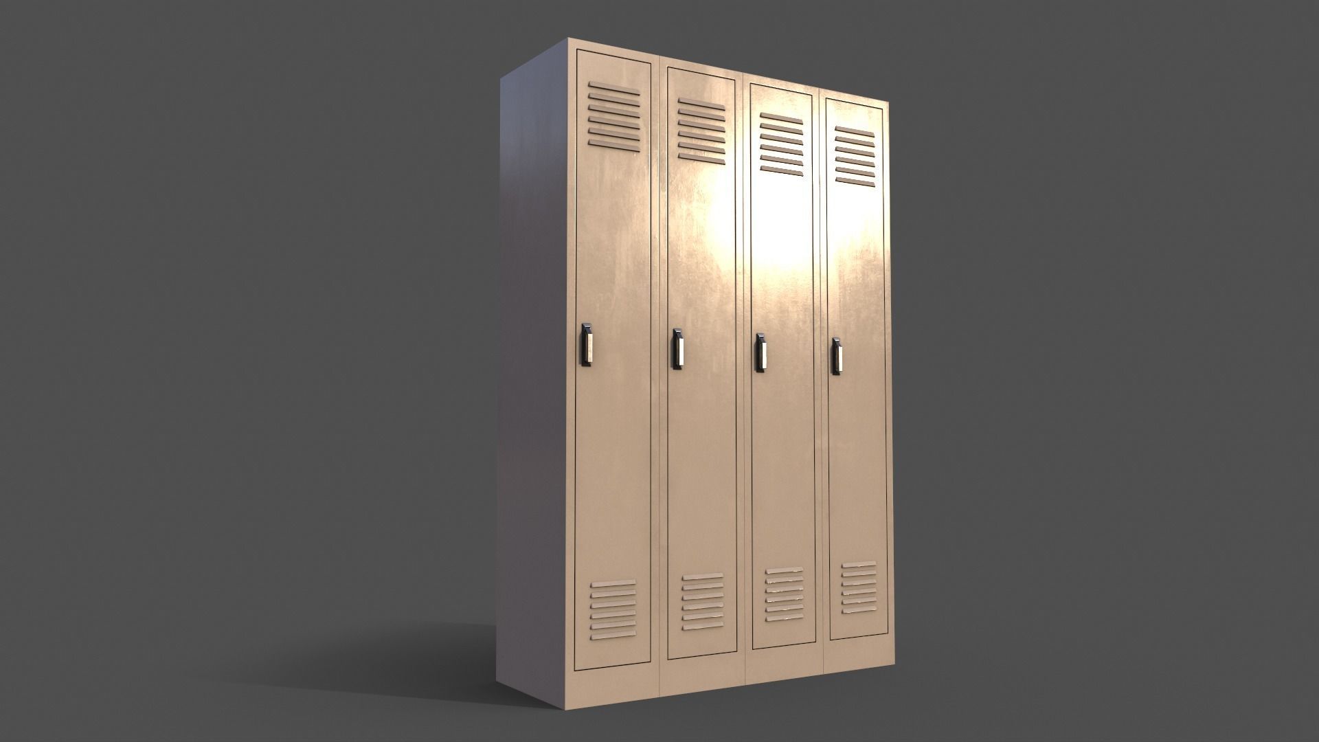 PBR School Gym Locker 02 - White Low-poly 3D model_5