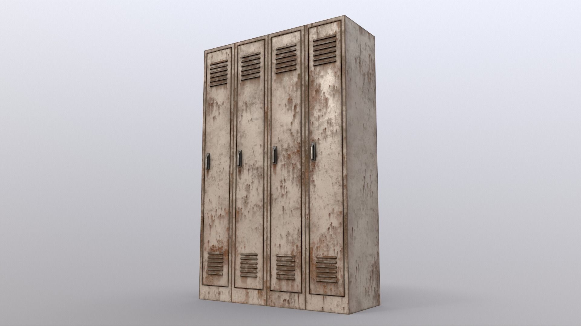 PBR School Gym Locker 02 - White Low-poly 3D model_13