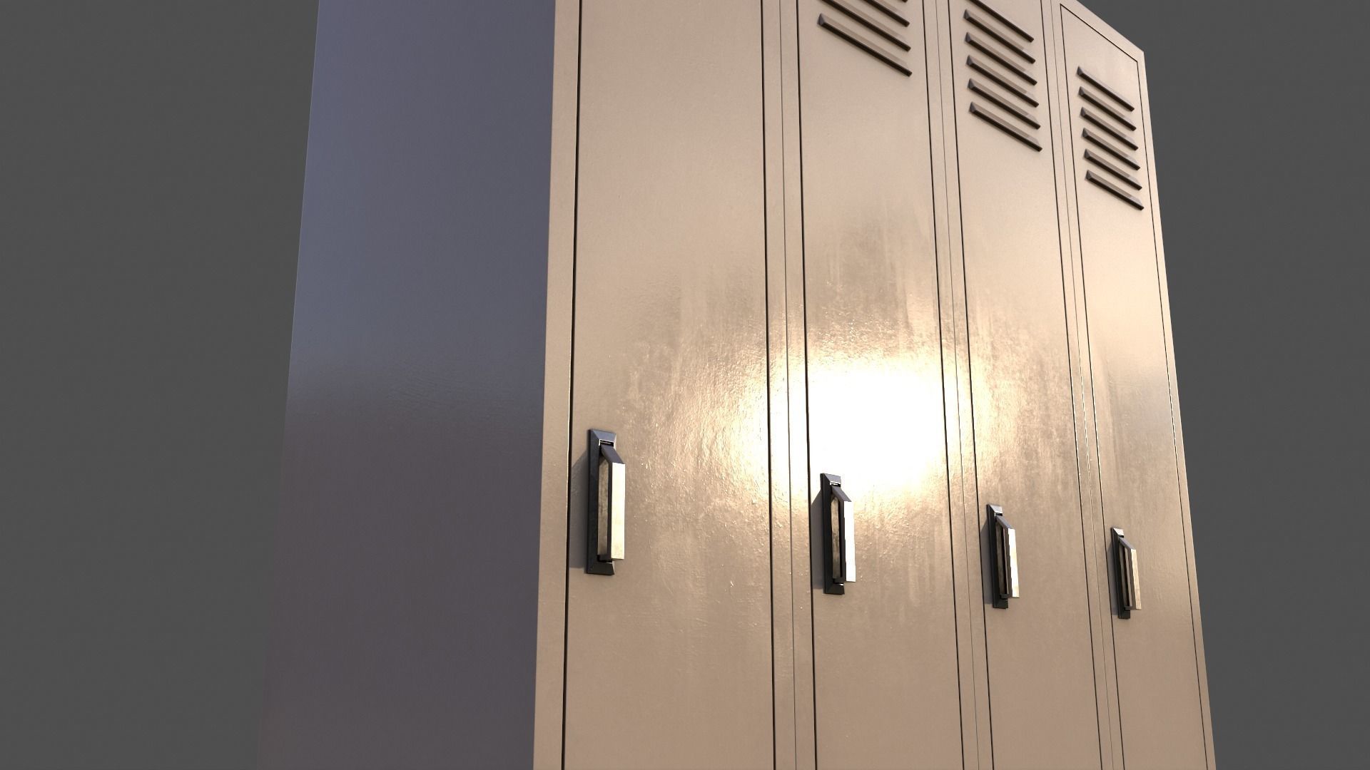 PBR School Gym Locker 02 - White Low-poly 3D model_18