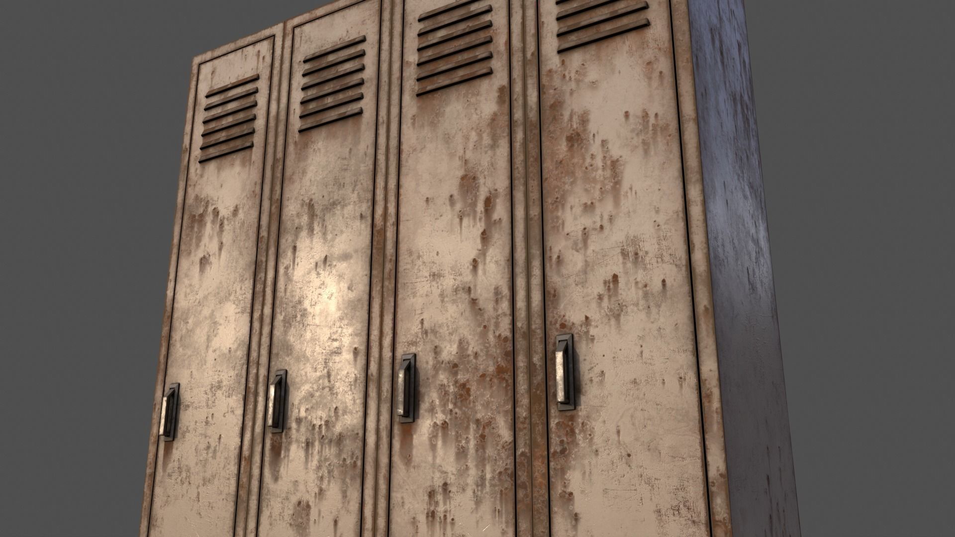 PBR School Gym Locker 02 - White Low-poly 3D model_23