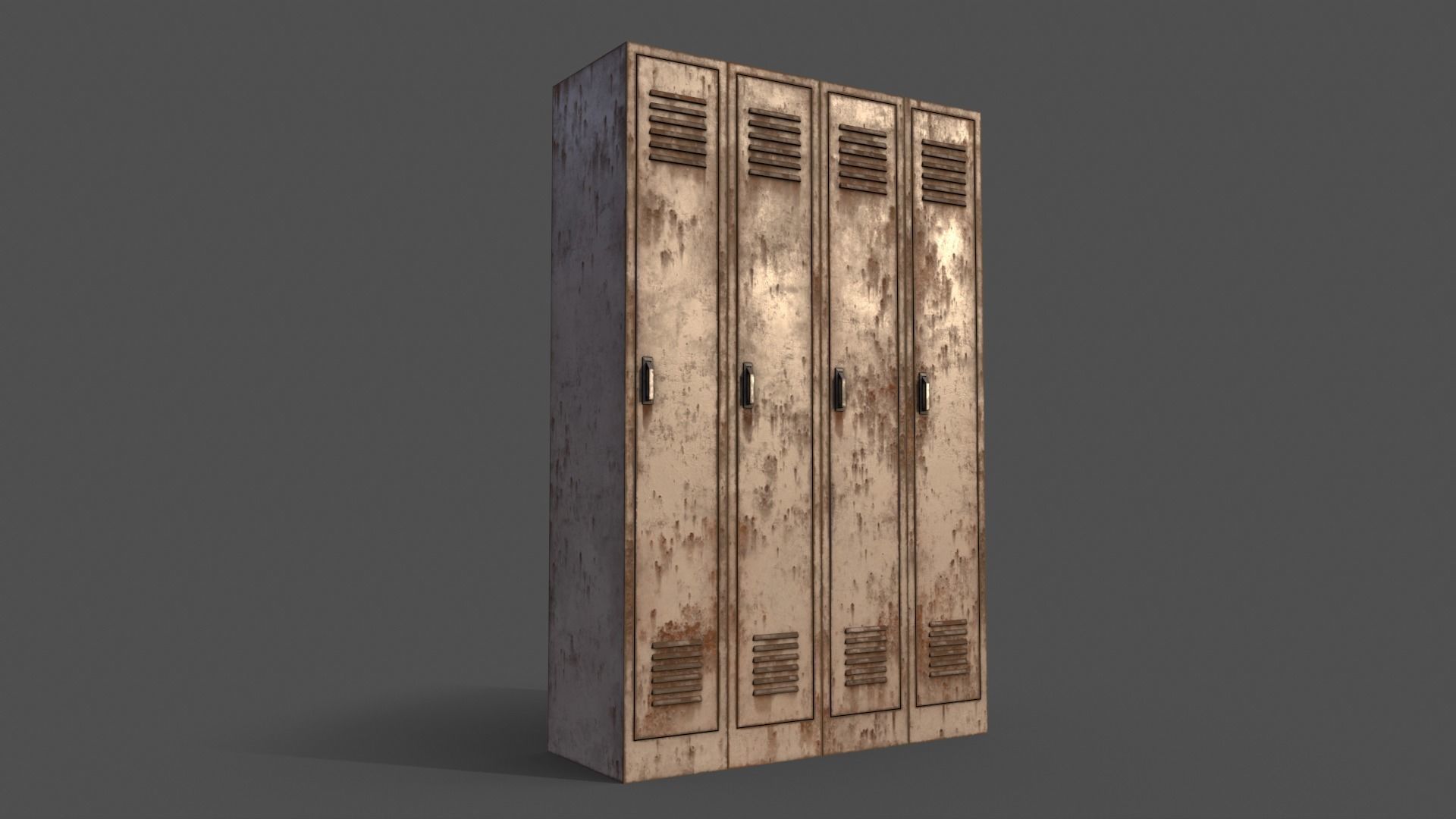 PBR School Gym Locker 02 - White Low-poly 3D model_7