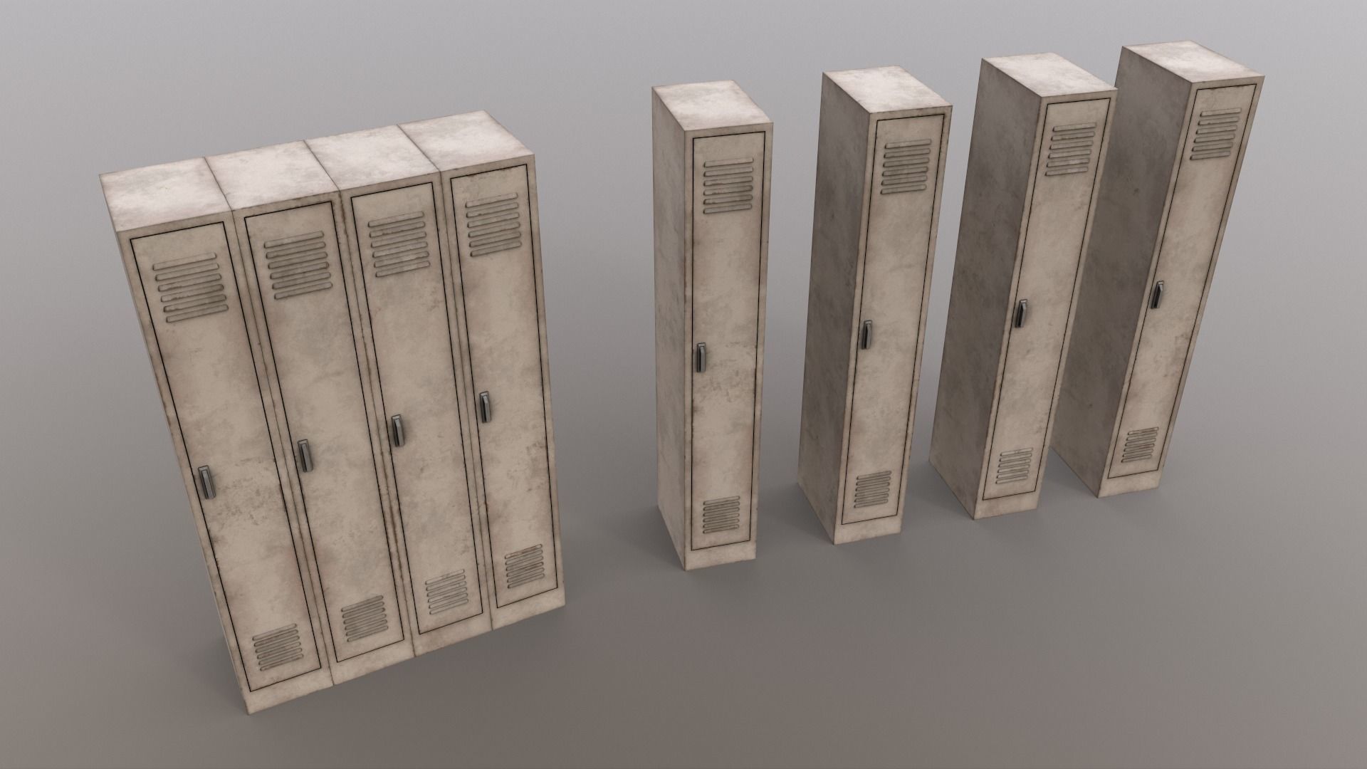PBR School Gym Locker 02 - White Low-poly 3D model_15