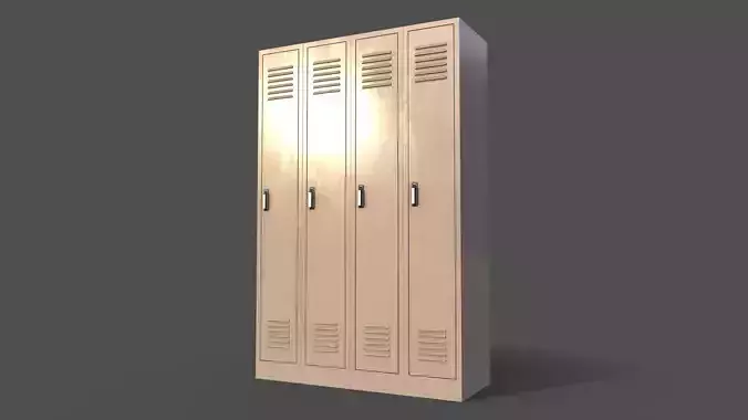 PBR School Gym Locker 02 - White Low-poly 3D model