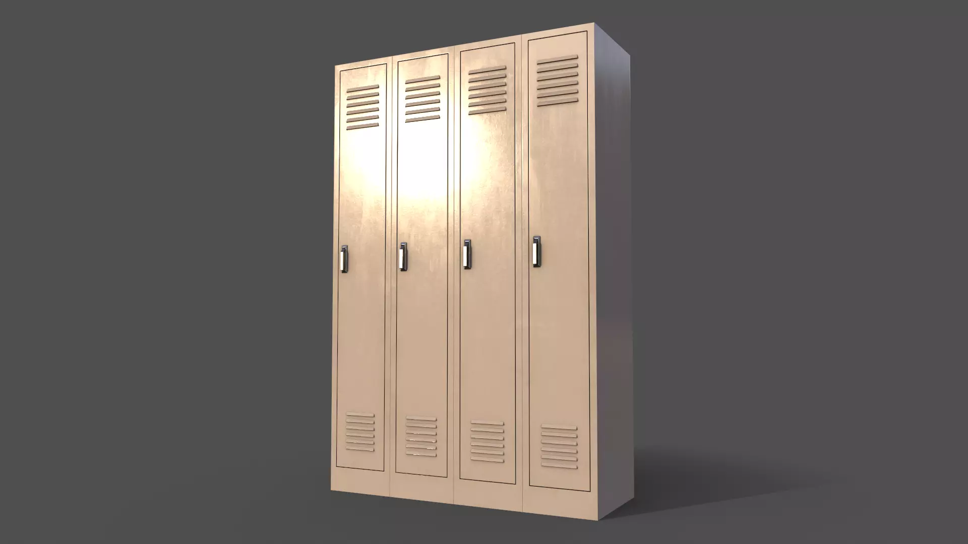 PBR School Gym Locker 02 - White Low-poly 3D model_0
