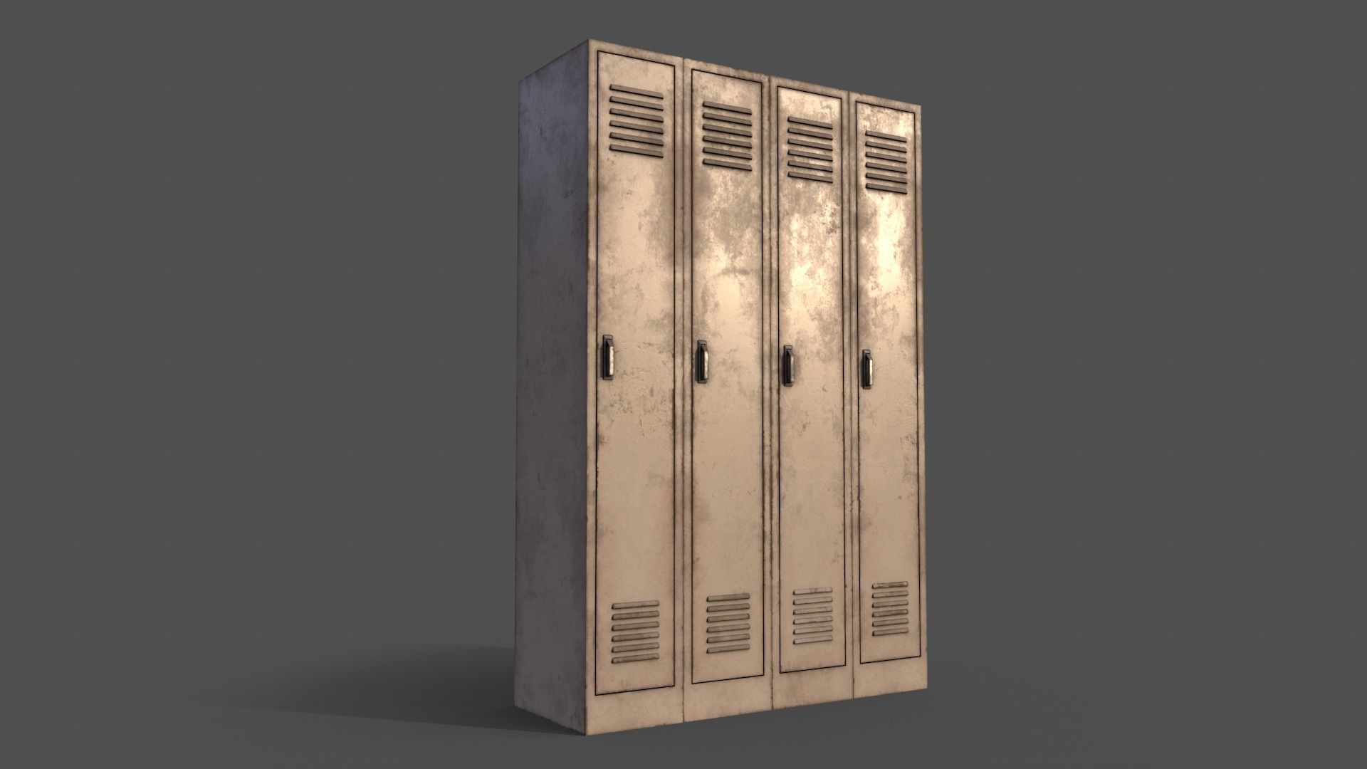 PBR School Gym Locker 02 - White Low-poly 3D model_6