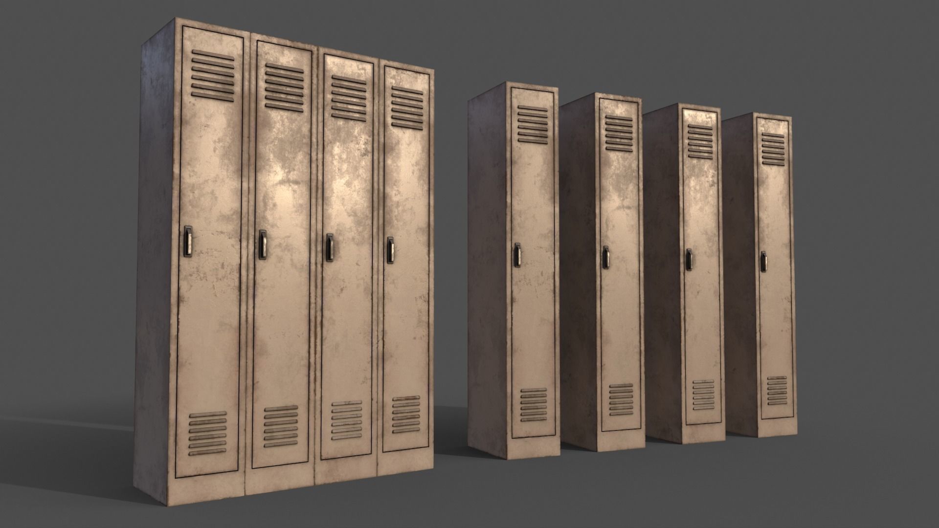PBR School Gym Locker 02 - White Low-poly 3D model_3