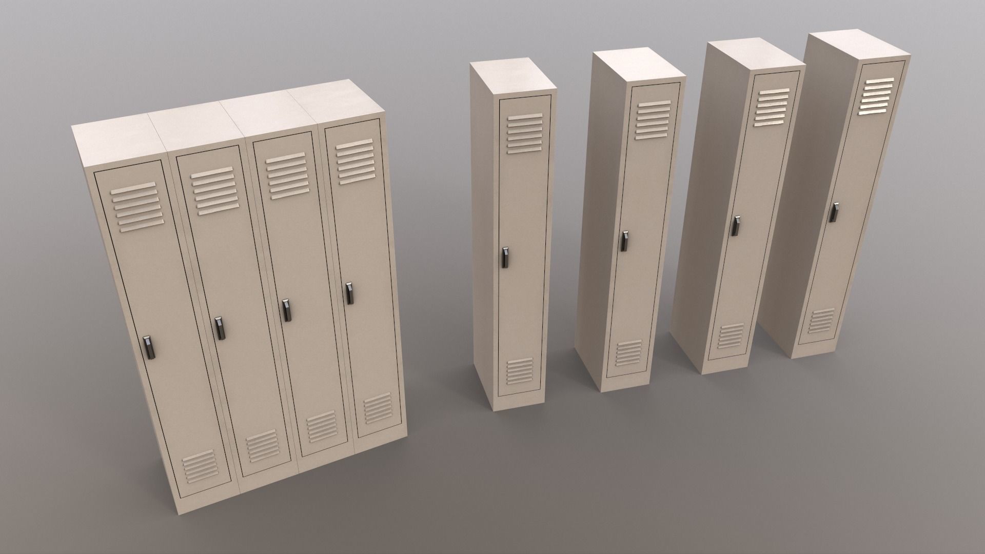 PBR School Gym Locker 02 - White Low-poly 3D model_14