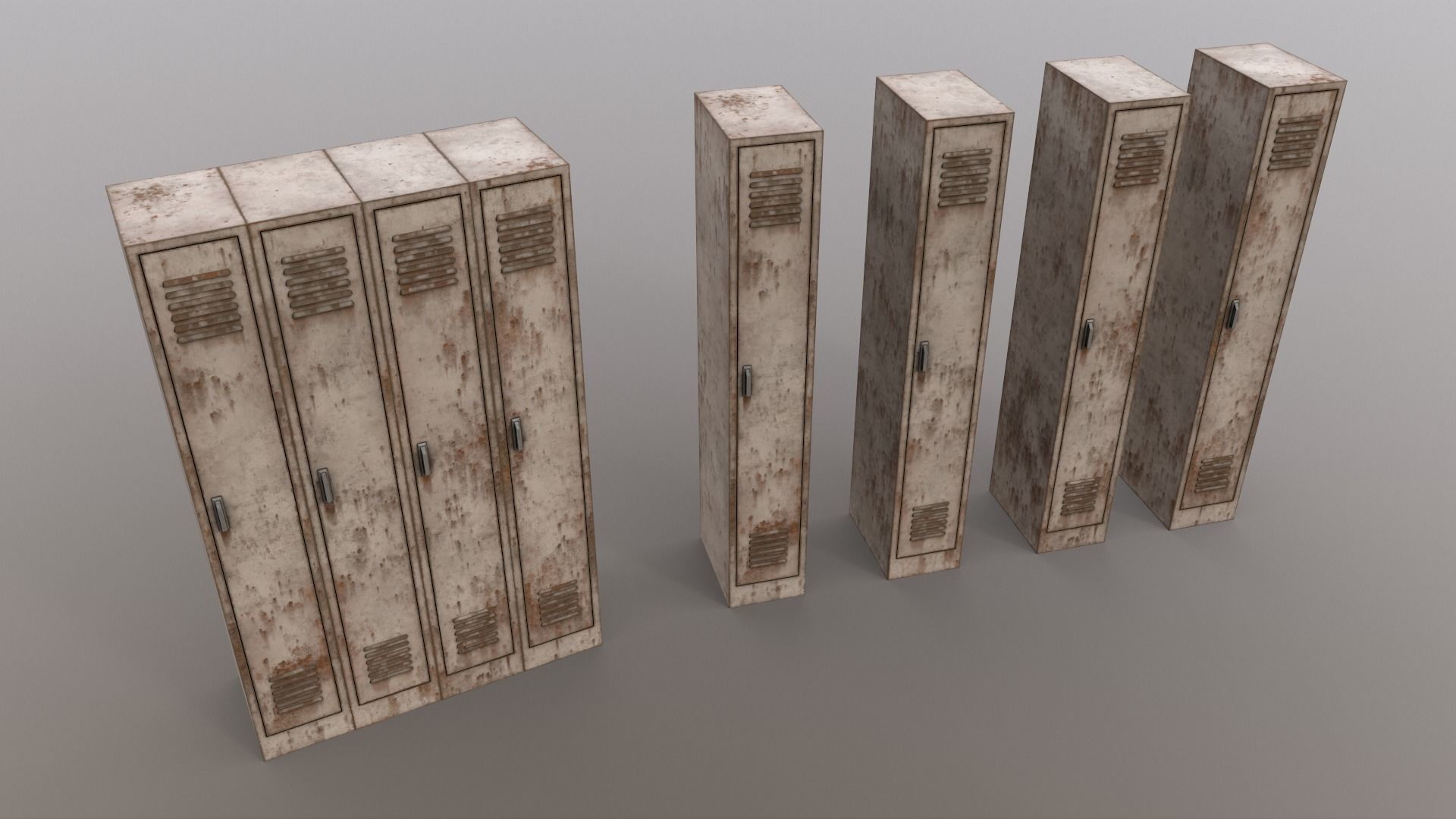 PBR School Gym Locker 02 - White Low-poly 3D model_16