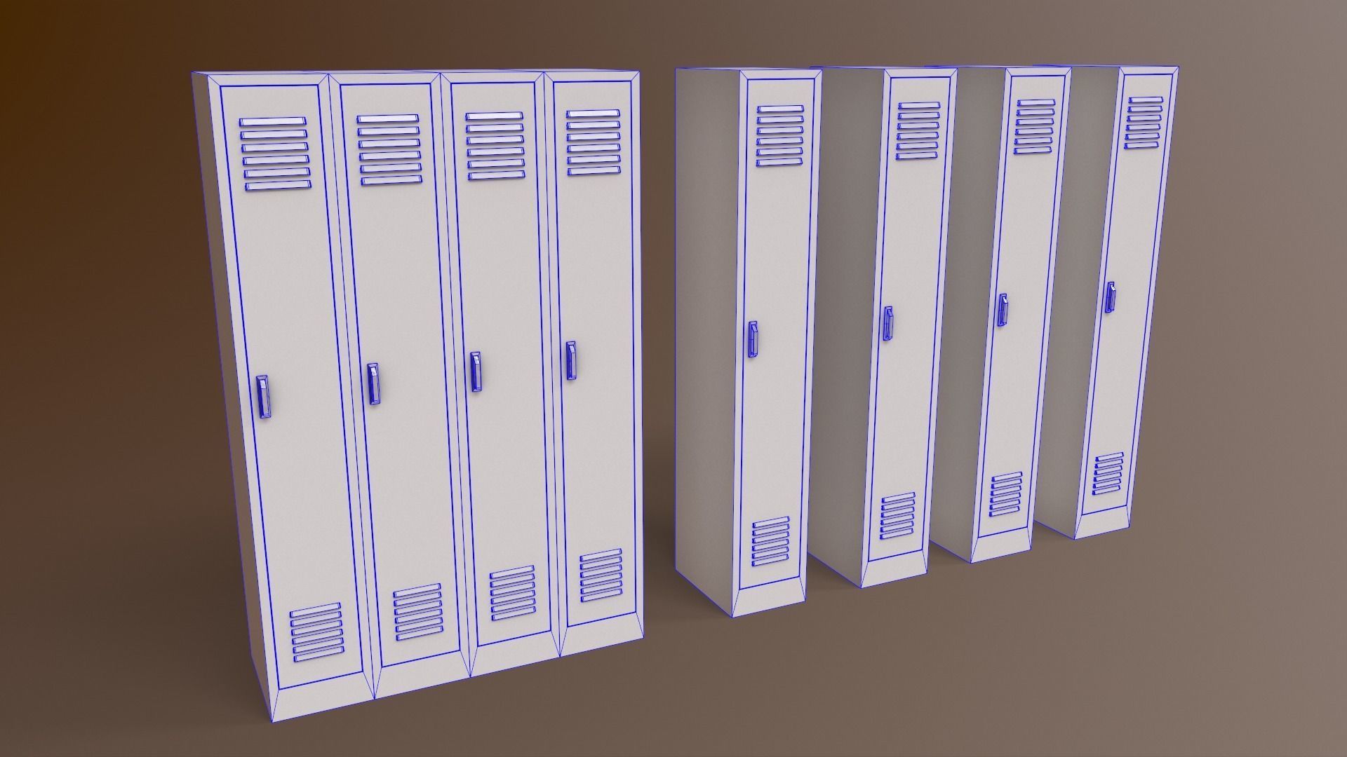 PBR School Gym Locker 02 - White Low-poly 3D model_29