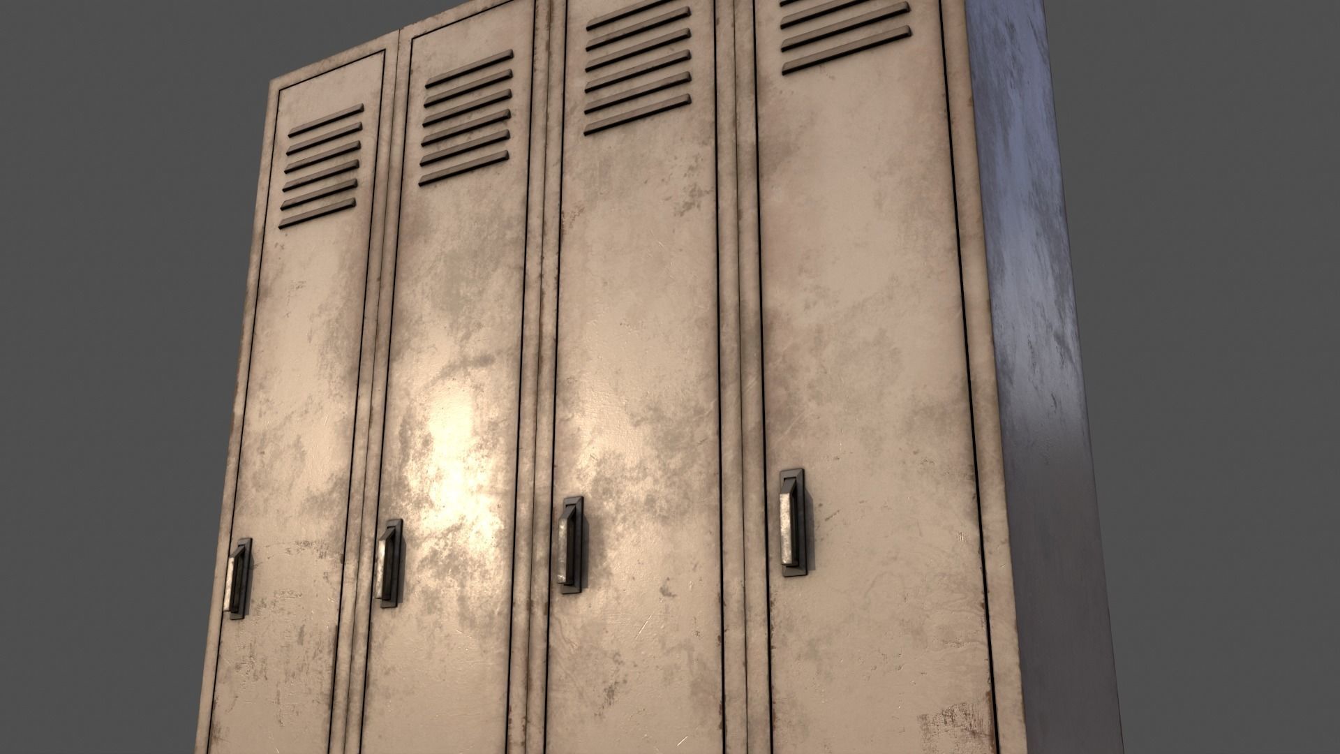 PBR School Gym Locker 02 - White Low-poly 3D model_22