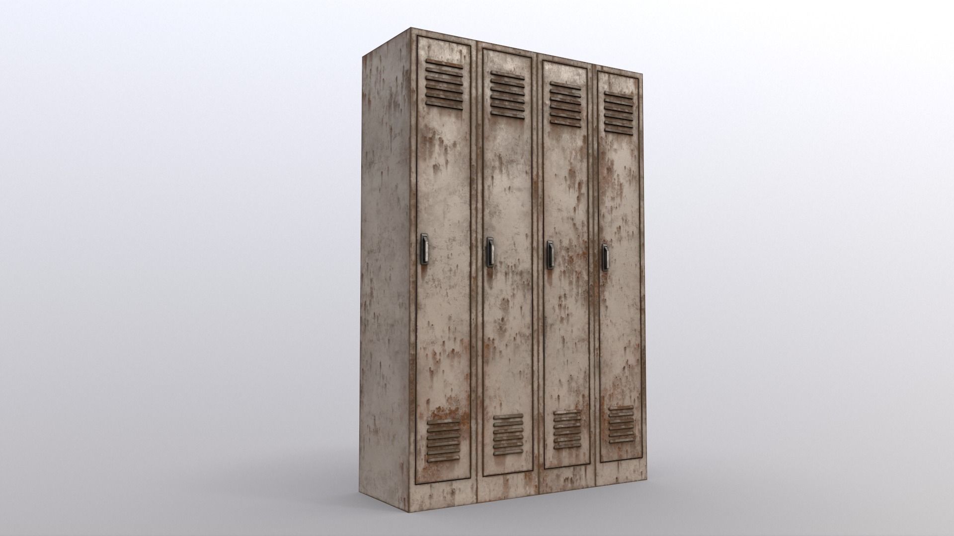 PBR School Gym Locker 02 - White Low-poly 3D model_10