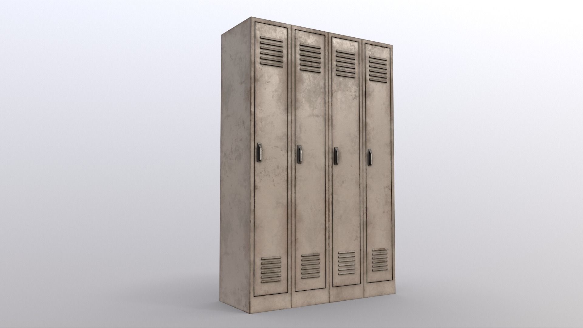 PBR School Gym Locker 02 - White Low-poly 3D model_9