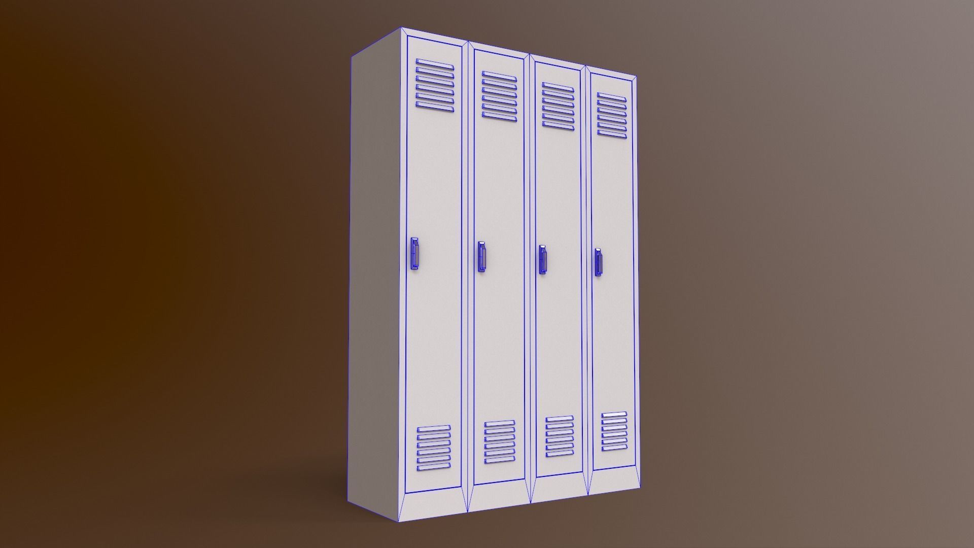 PBR School Gym Locker 02 - White Low-poly 3D model_28