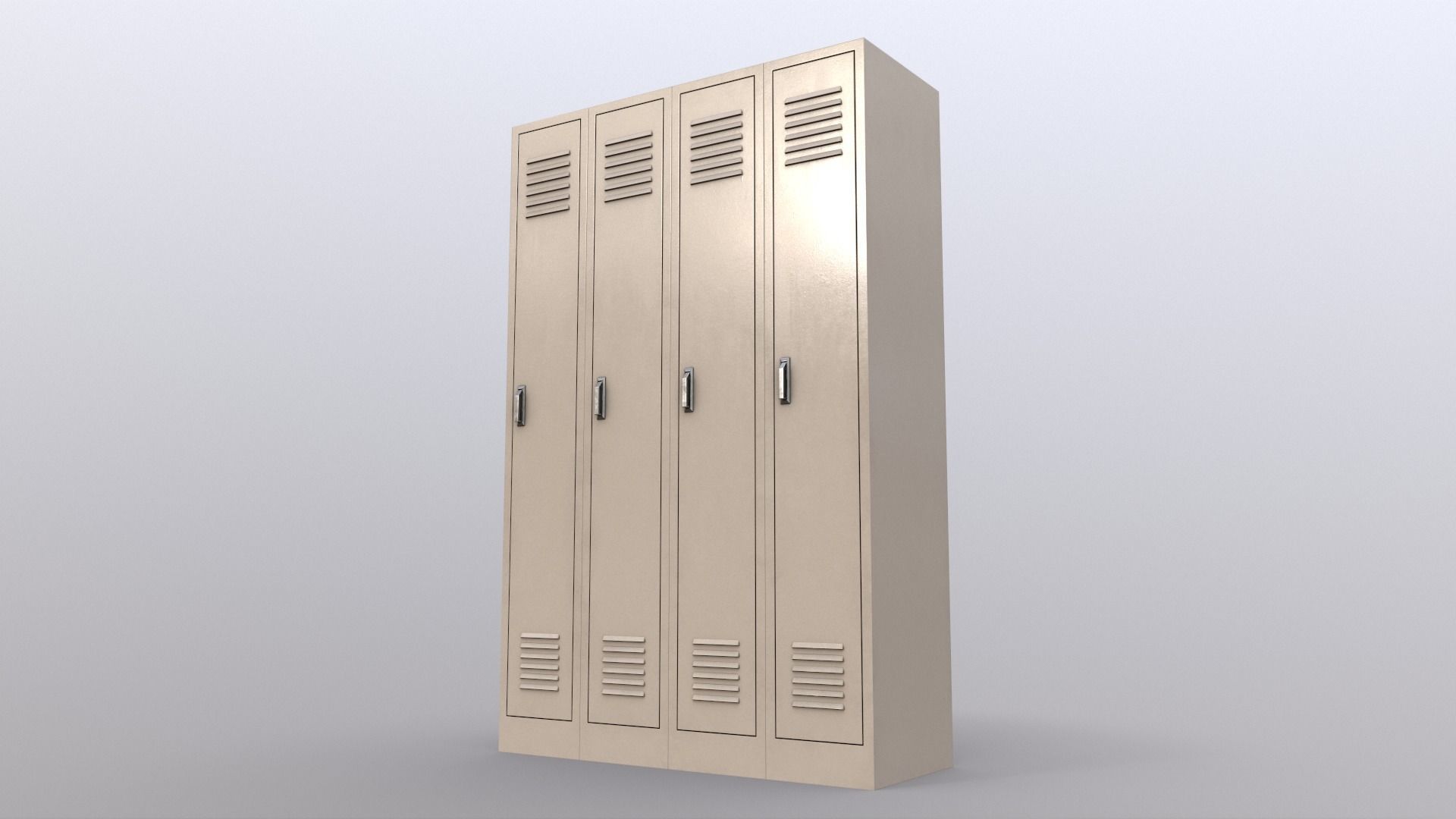 PBR School Gym Locker 02 - White Low-poly 3D model_11