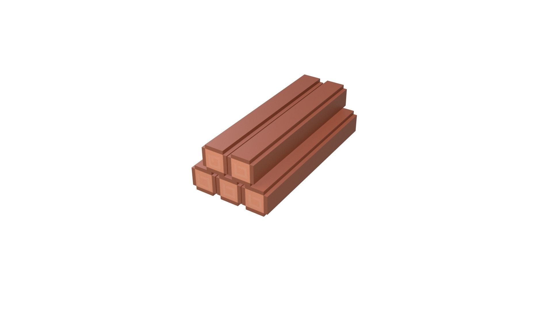 Voxel Wood Log v1 001 Low-poly 3D model_11