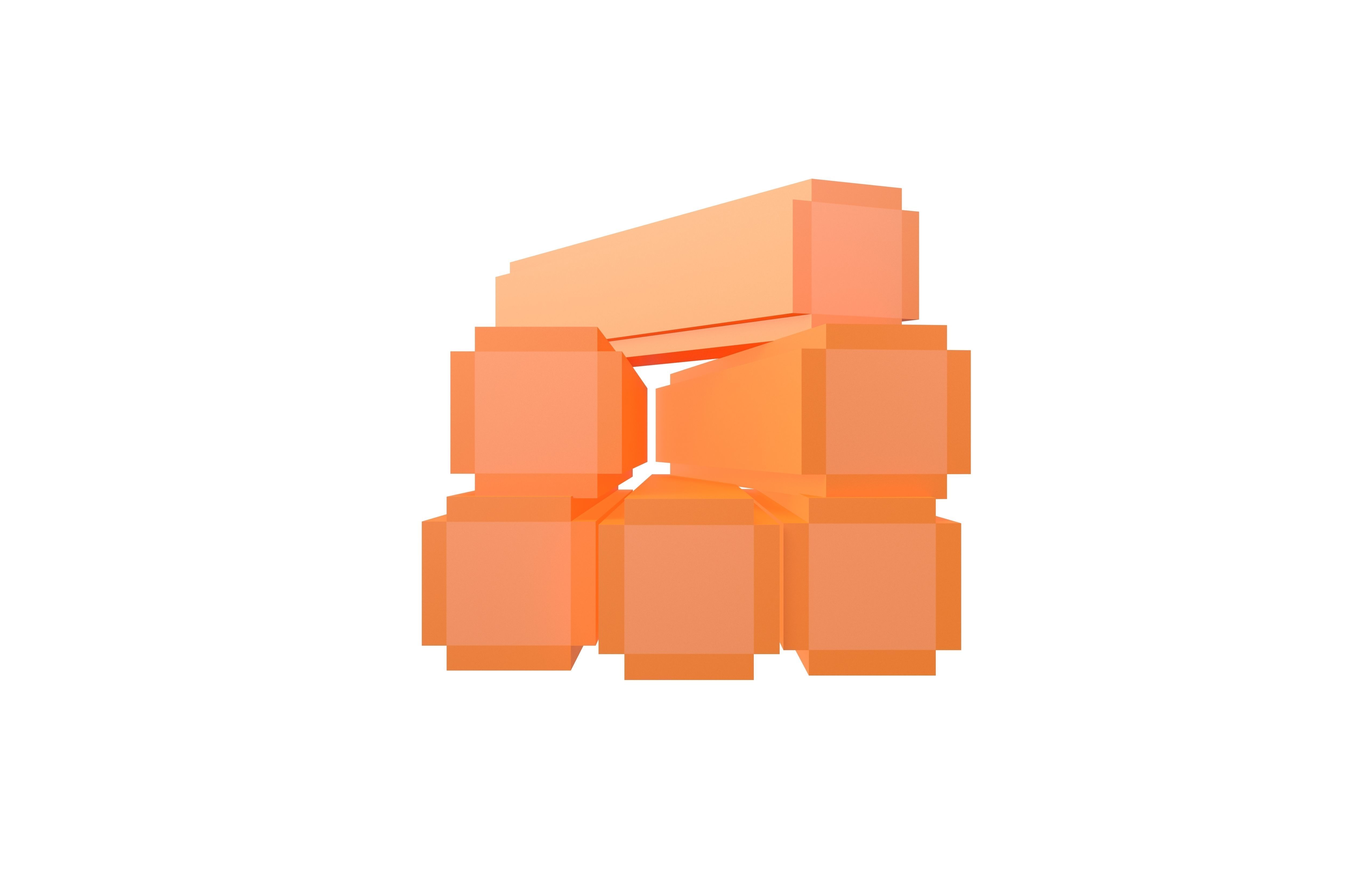 Voxel Wood Log v2 002 Low-poly 3D model_1