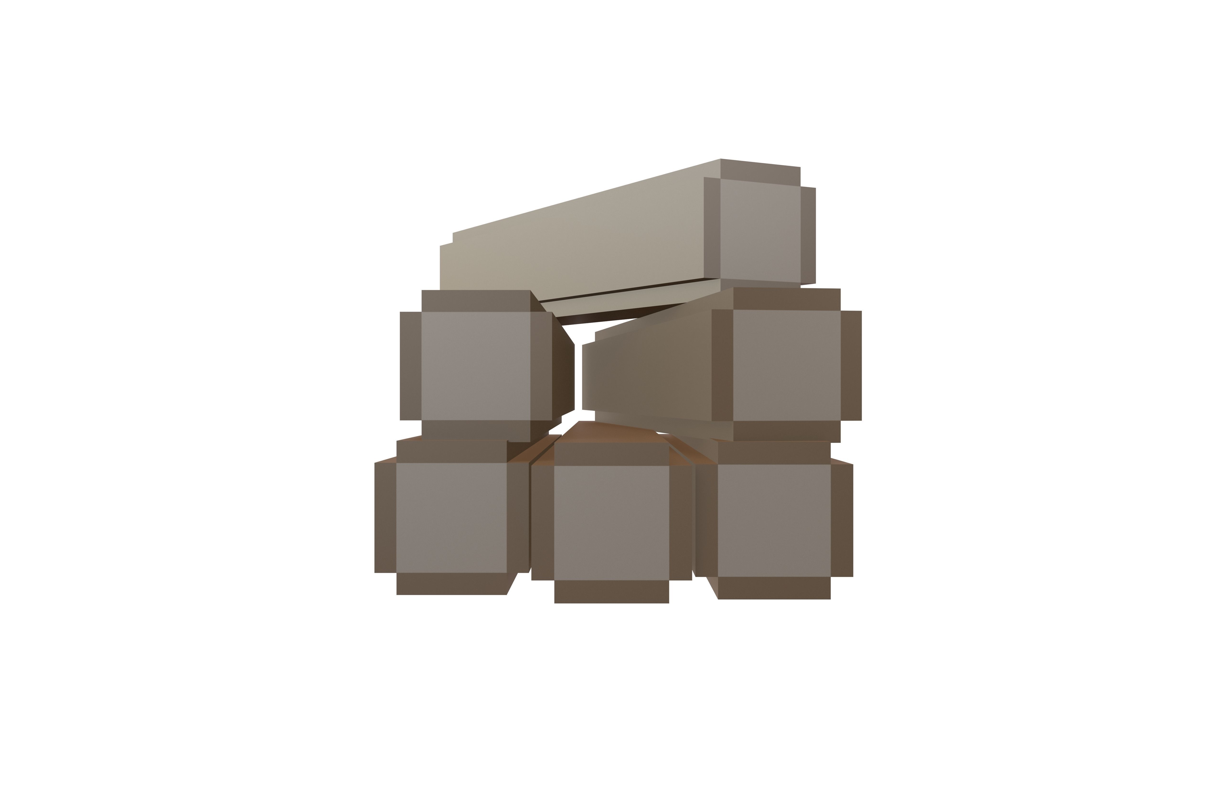 Voxel Wood Log v2 003 Low-poly 3D model_2