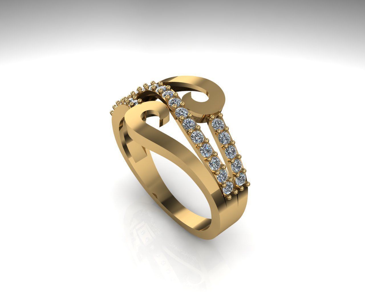 Elegant engagement ring 3D print model_3
