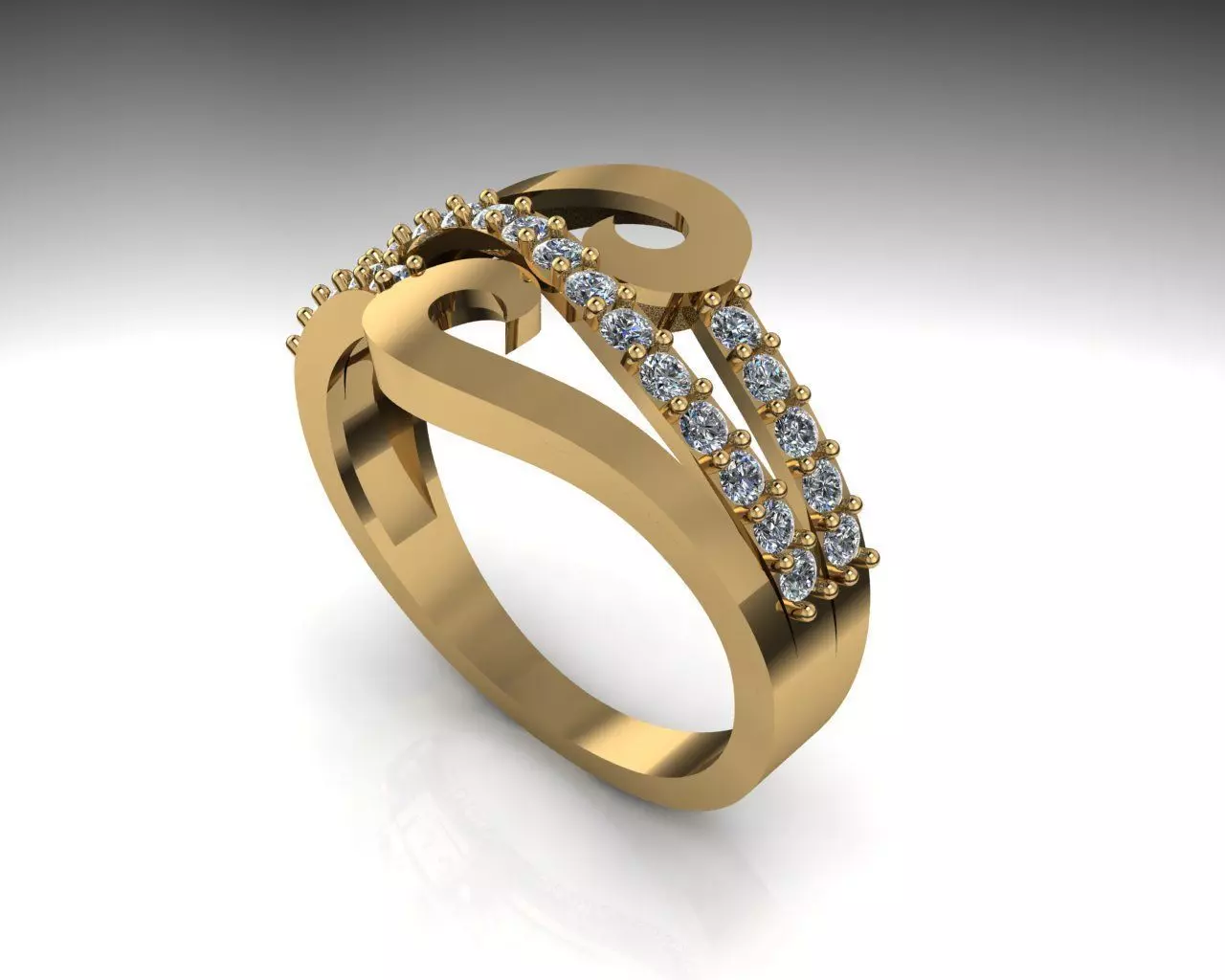 Elegant engagement ring 3D print model_0
