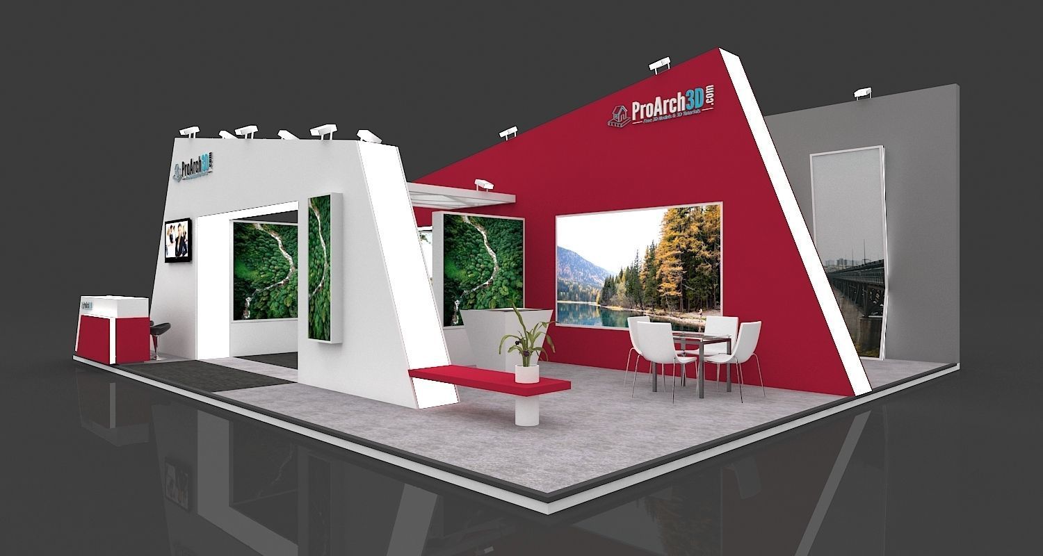 Exhibition Stall 3D Model 12 Mtr X 10 Mtr 3 Sides Open 3D model_2
