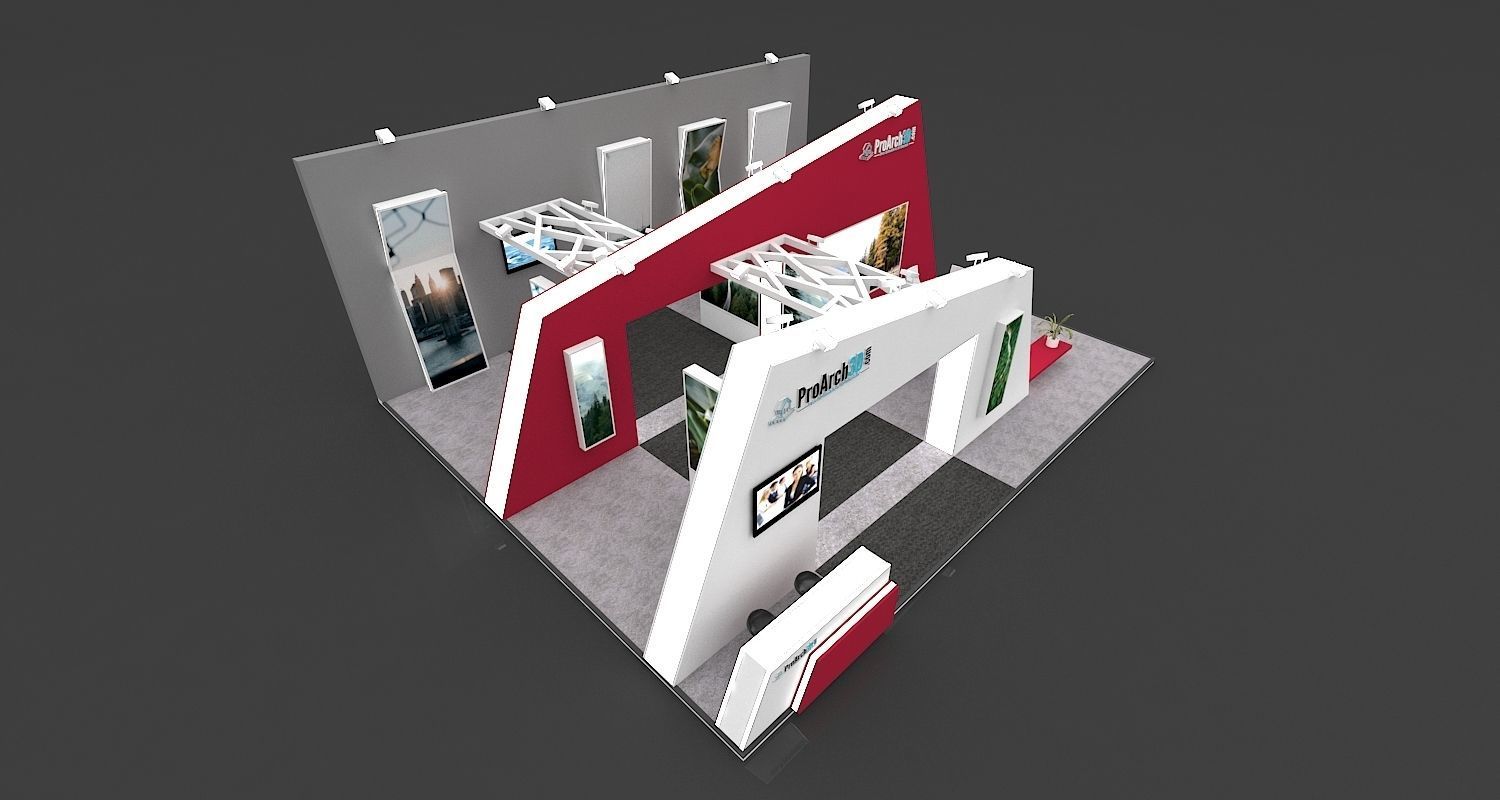Exhibition Stall 3D Model 12 Mtr X 10 Mtr 3 Sides Open 3D model_4