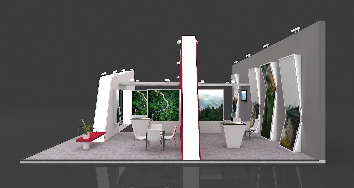 Exhibition Stall 3D Model 12 Mtr X 10 Mtr 3 Sides Open 3D model_8