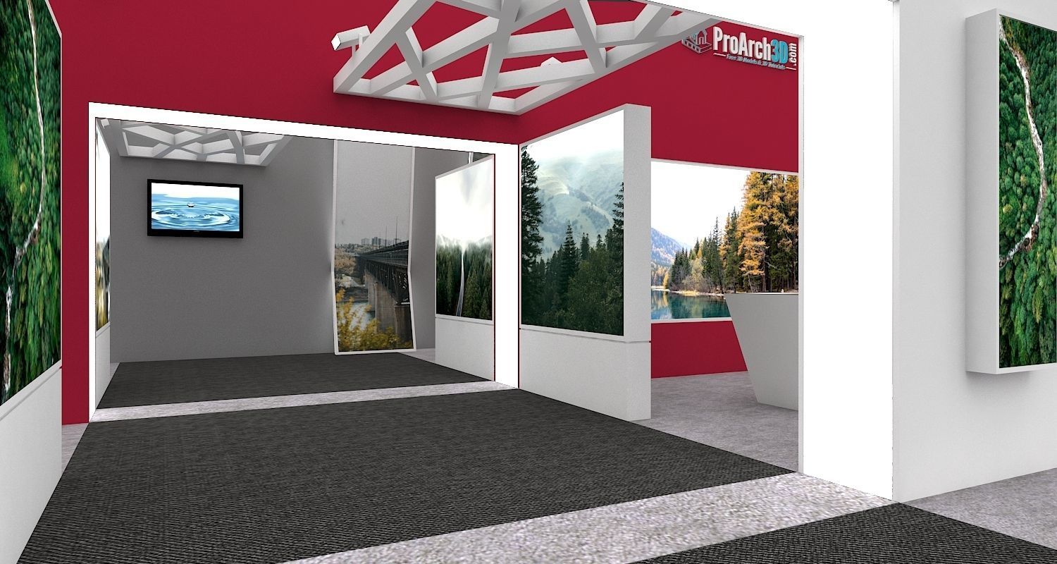 Exhibition Stall 3D Model 12 Mtr X 10 Mtr 3 Sides Open 3D model_10