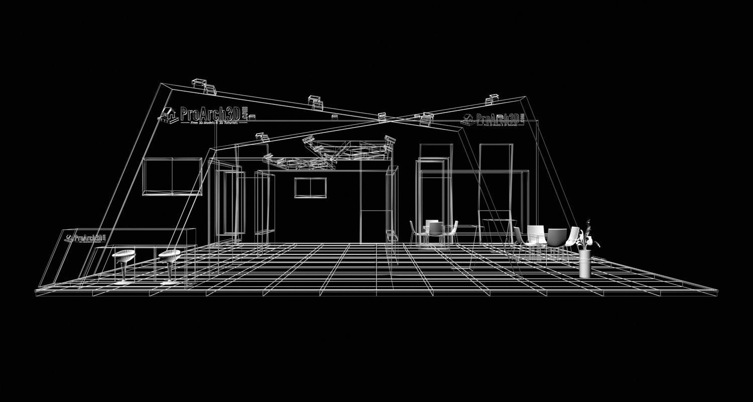 Exhibition Stall 3D Model 12 Mtr X 10 Mtr 3 Sides Open 3D model_15