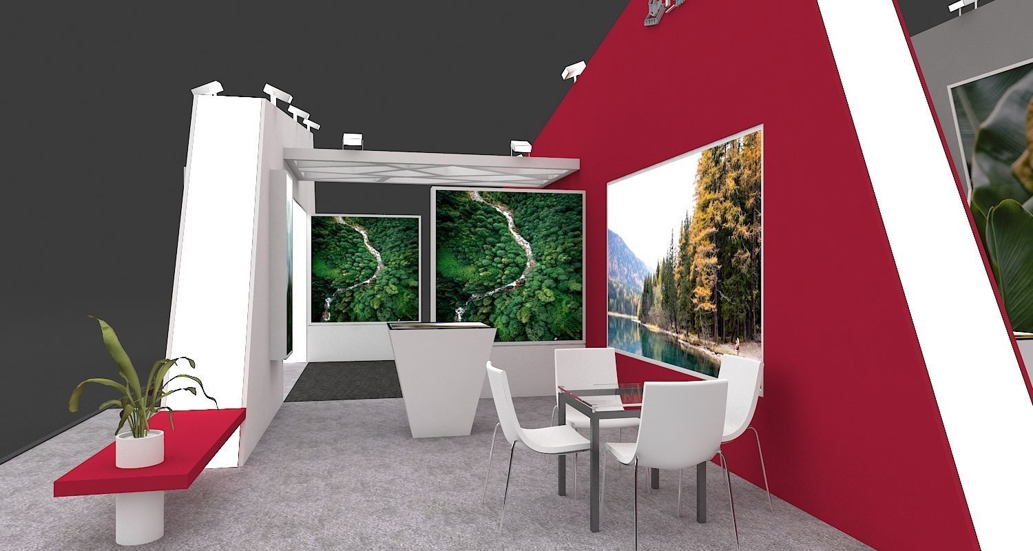 Exhibition Stall 3D Model 12 Mtr X 10 Mtr 3 Sides Open 3D model_9