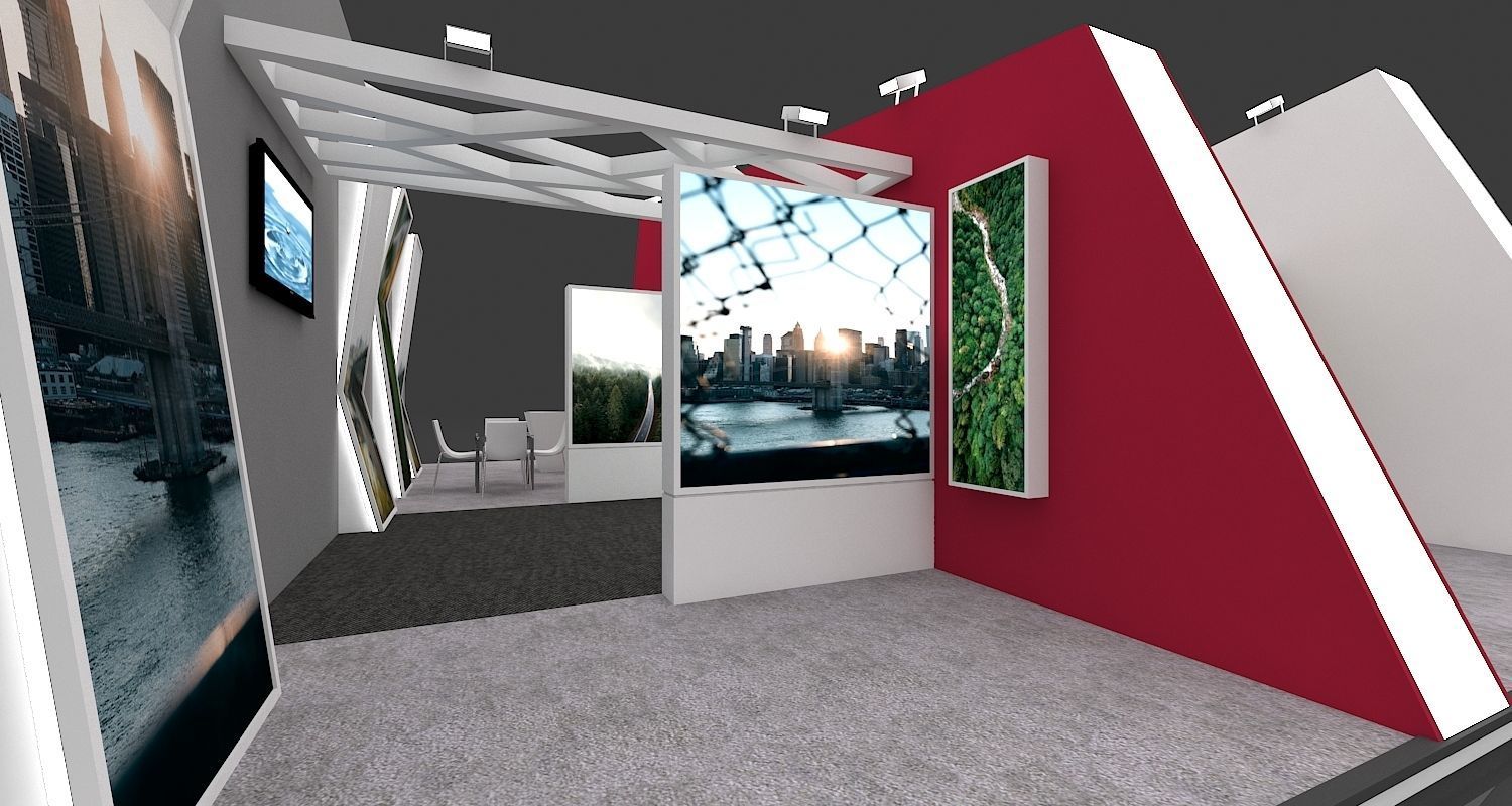 Exhibition Stall 3D Model 12 Mtr X 10 Mtr 3 Sides Open 3D model_11