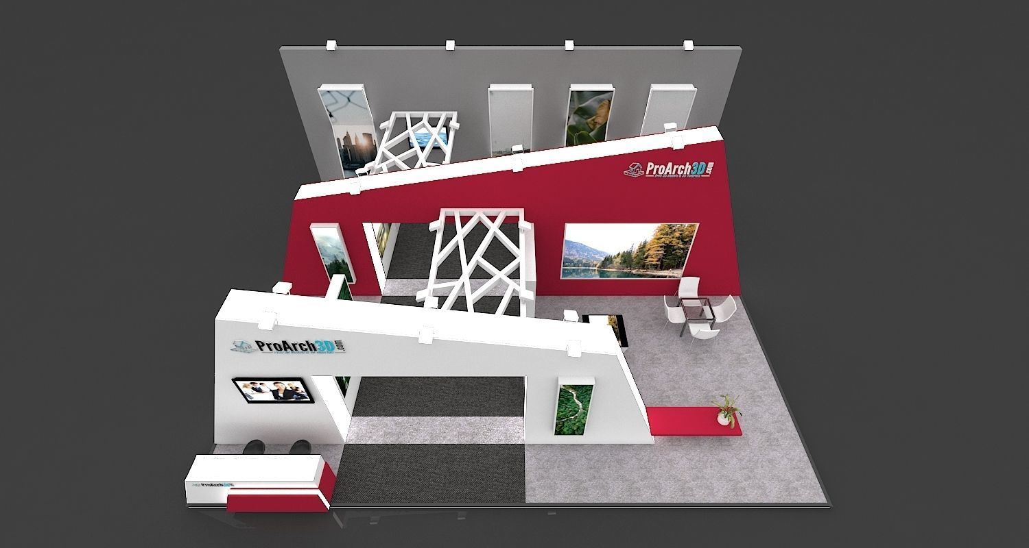 Exhibition Stall 3D Model 12 Mtr X 10 Mtr 3 Sides Open 3D model_3