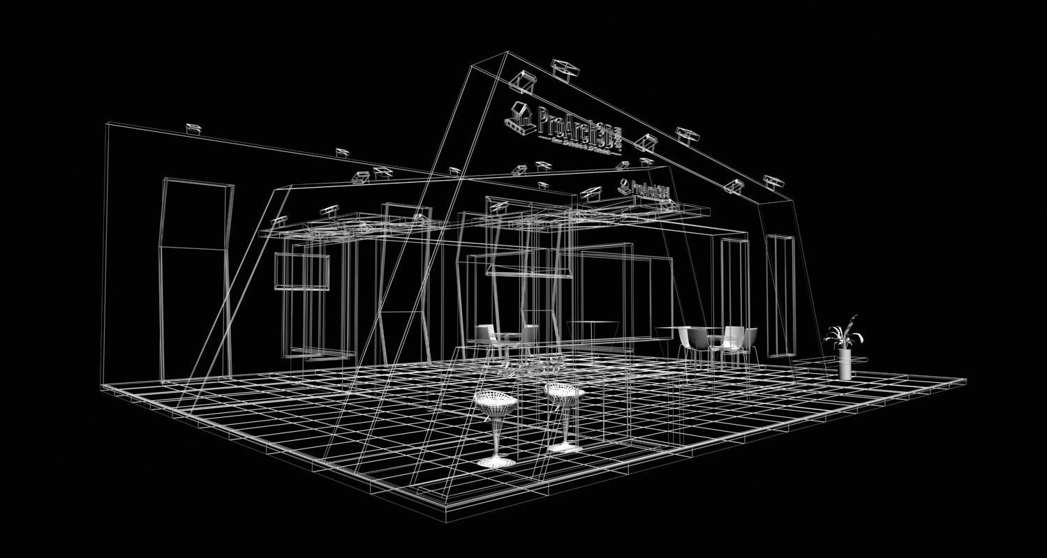 Exhibition Stall 3D Model 12 Mtr X 10 Mtr 3 Sides Open 3D model_16