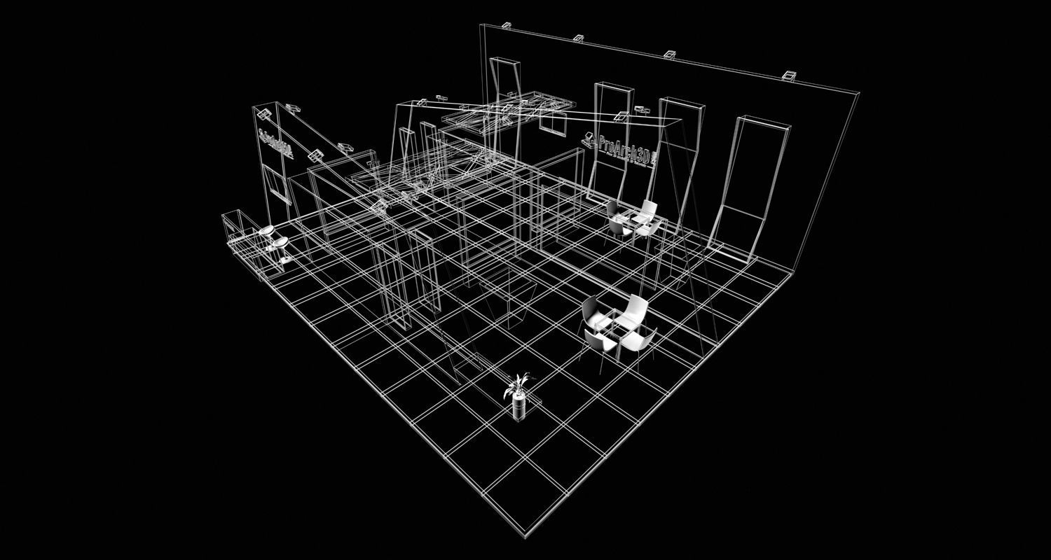 Exhibition Stall 3D Model 12 Mtr X 10 Mtr 3 Sides Open 3D model_20