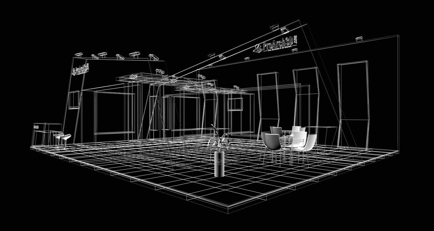 Exhibition Stall 3D Model 12 Mtr X 10 Mtr 3 Sides Open 3D model_17