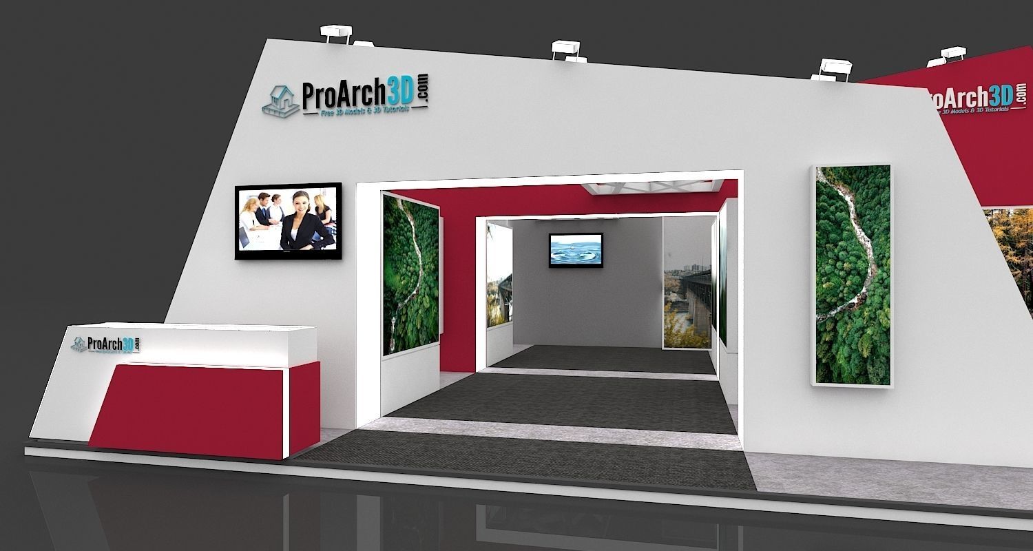 Exhibition Stall 3D Model 12 Mtr X 10 Mtr 3 Sides Open 3D model_6